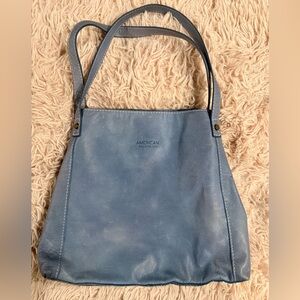 American Leather Co. Liberty Shopper Purse Morning Blue Mist